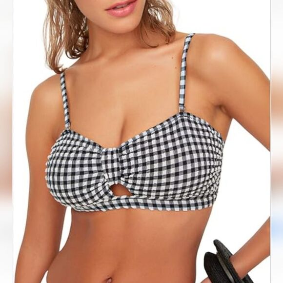 MINKPINK Carlie Brallete Twisted Front Top Plaid NWT Small - Picture 1 of 7